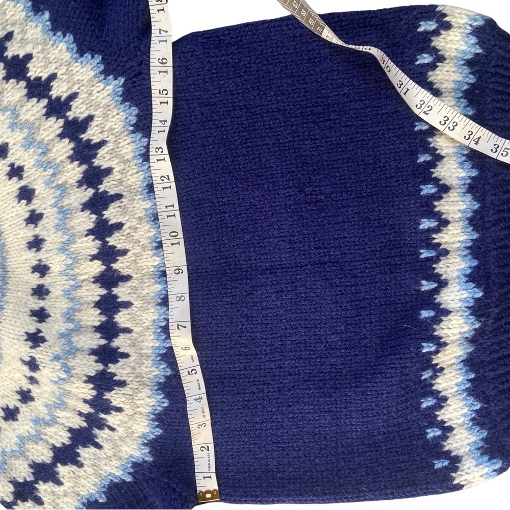 Blue and White Hand Knit Sweater - Picture 2 of 4